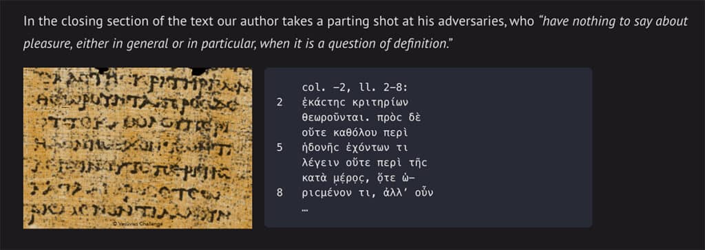 Herculaneum scrolls: Translation