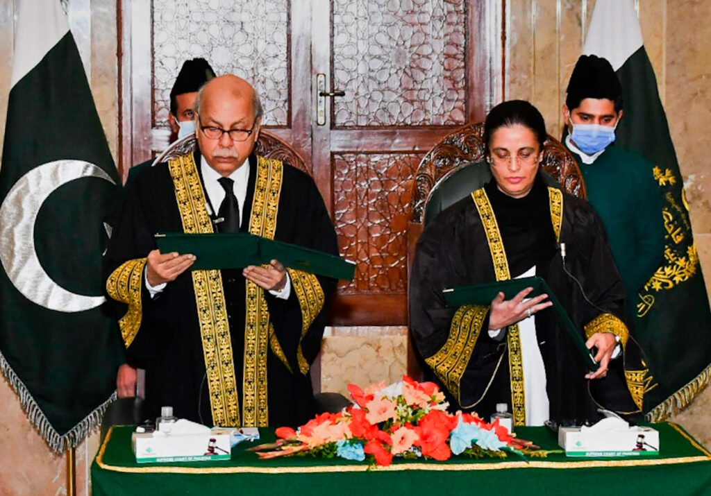 Justice Ayesha A. Malik is sworn in as a Supreme Court judge in Pakistan