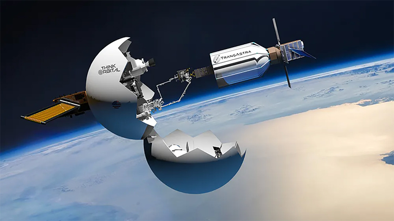 Rendering of aerospace startup TransAstra's inflatable bag for capturing space trash