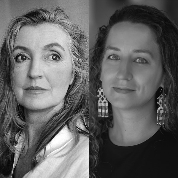 A photo of Rebecca Solnit and Thelma Young Lutunatabua side by side