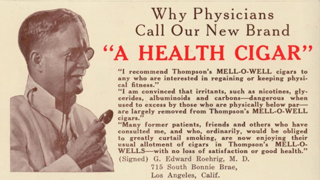 An old ad for a "health cigar"