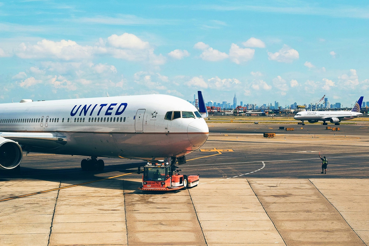 Photo of an airplane outside of an airport