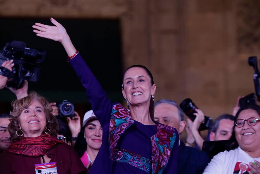 Claudia Sheinbaum celebrates as she is set to become Mexico’s first female president