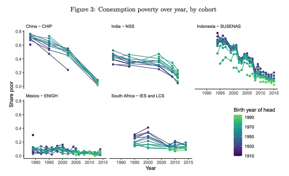 Chart: Consumption poverty over year, by cohort