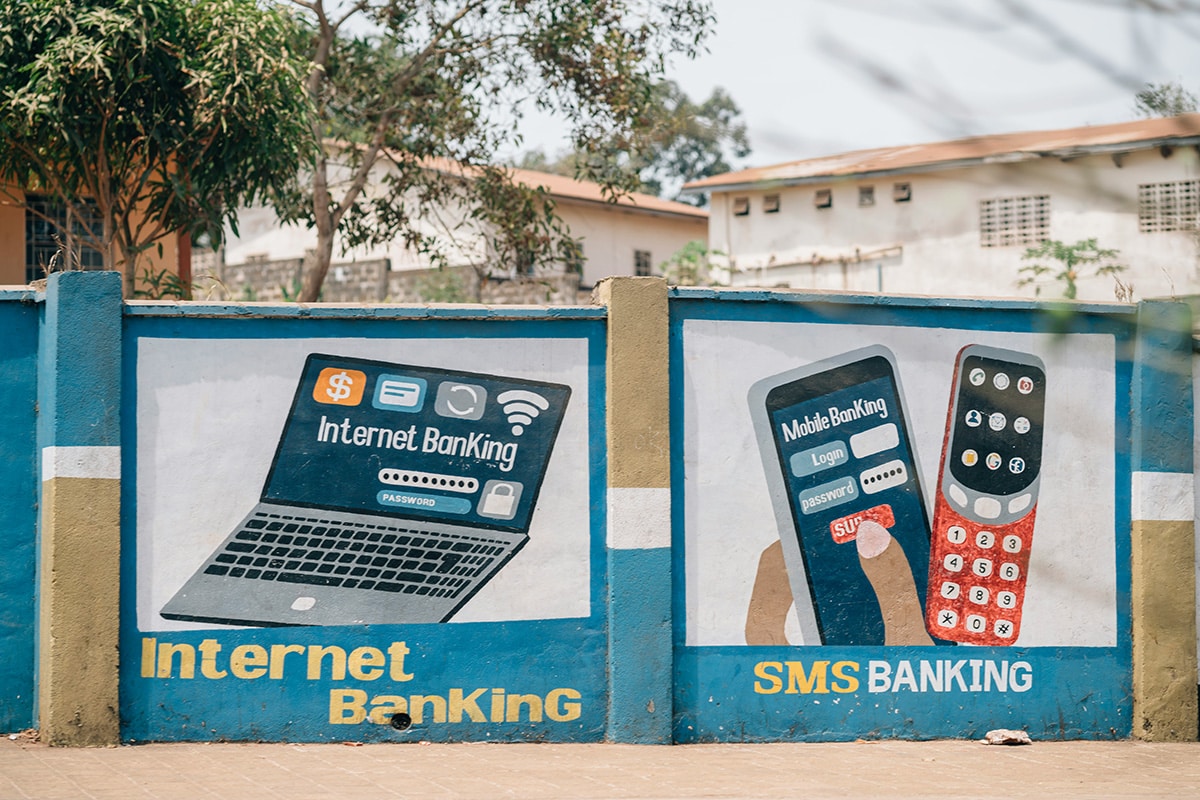 Street ads for internet banking in Sierra Leone