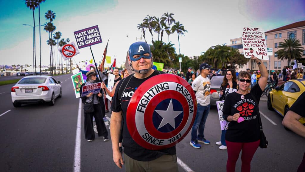 Residents of San Diego, California, protesting the current administration on January 20, 2026 | Photo by Jacob Lee Green/Sipa USA via AP Images