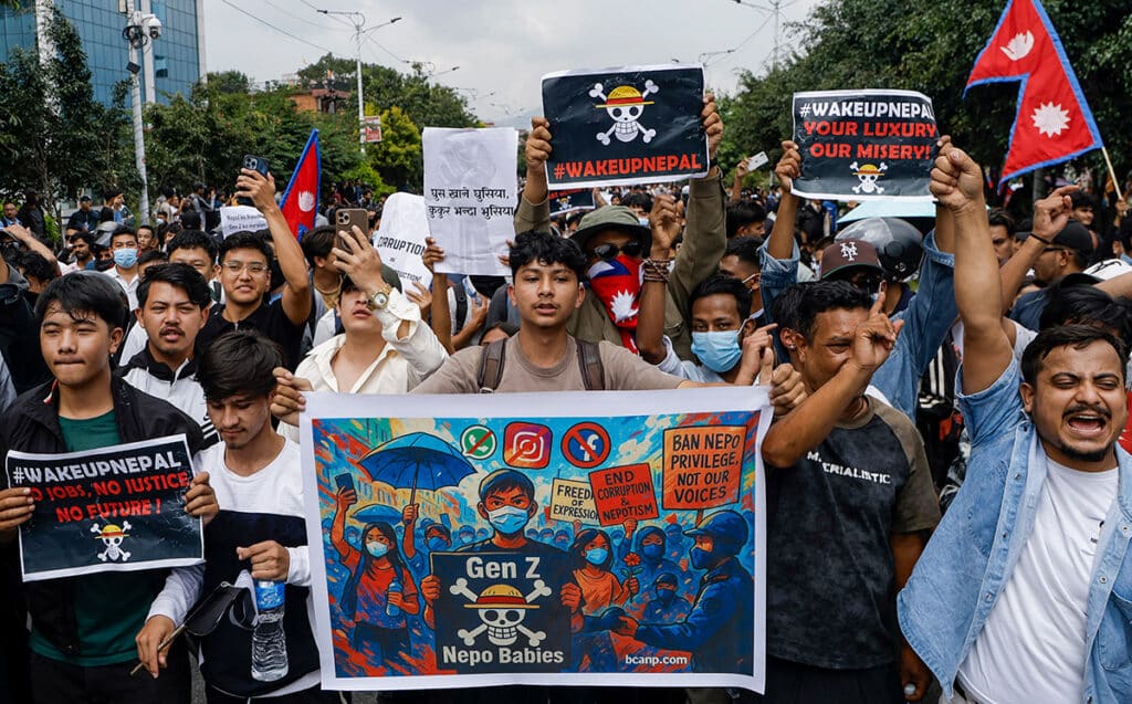 Gen Z protesters in Nepal