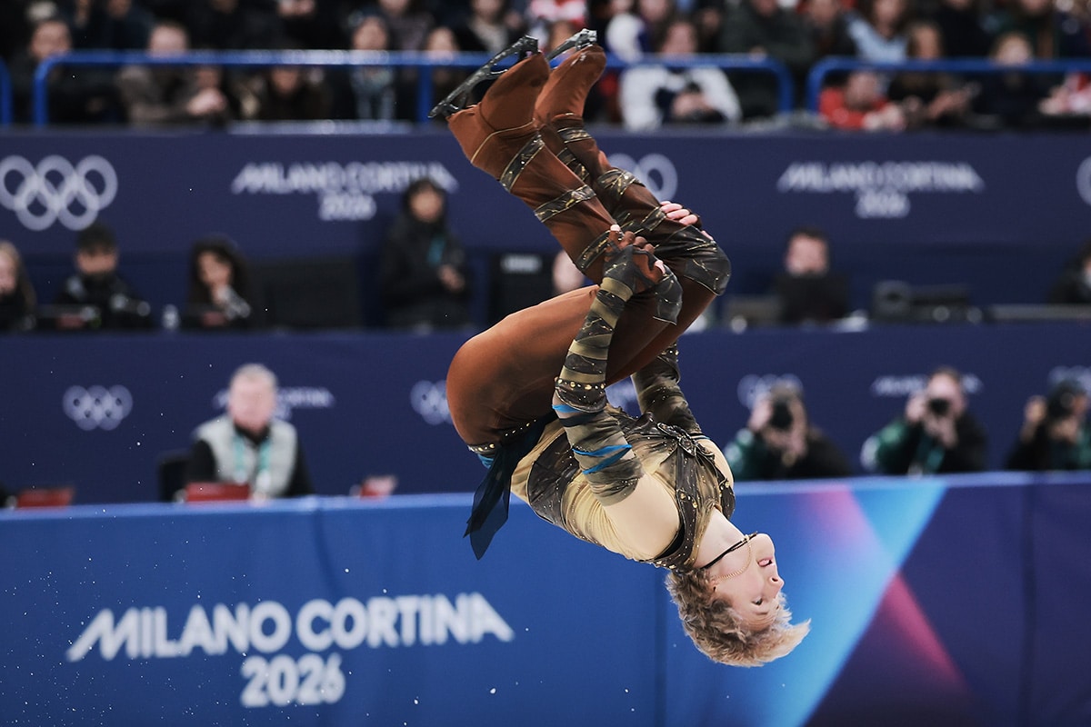 American figure skater Ilia Malinin doing a backflip at the 2026 Winter Olympics