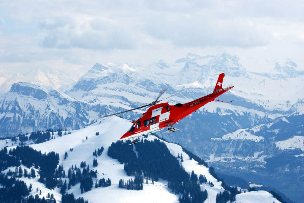 A rescue helicopter in Switzerland