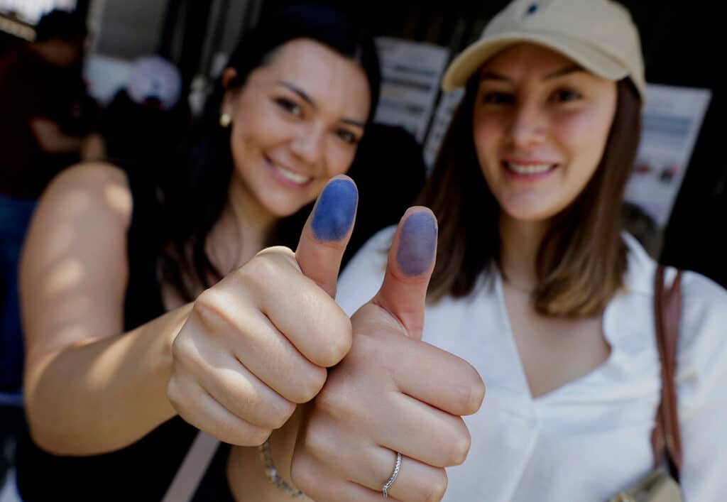 Residents and members of the Bolivian community in Mexico go to the Bolivian Embassy in Mexico City, Mexico, on August 17, 2025, to cast their votes in the Bolivian presidential elections. (Photo by Gerardo Vieyra/NurPhoto via AP)